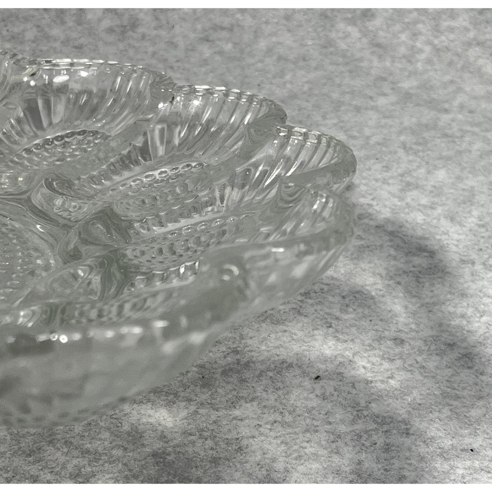VTG Clear Glass Deviled Egg Plate 11" Hobnail Scalloped Edge Snack Tray Indiana? - Picture 7 of 10